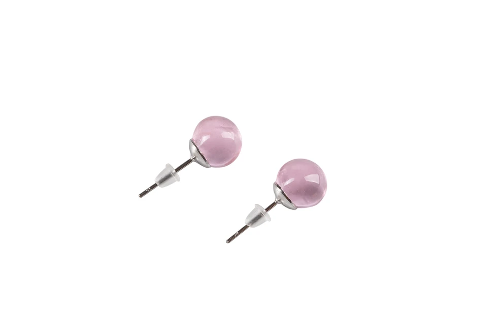 Skleněné náušnice Drops Pink