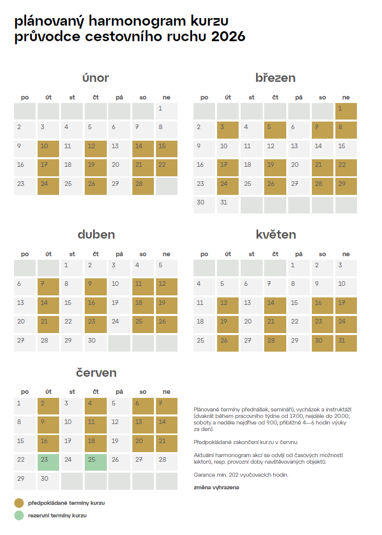 Harmonogram kurzu cr