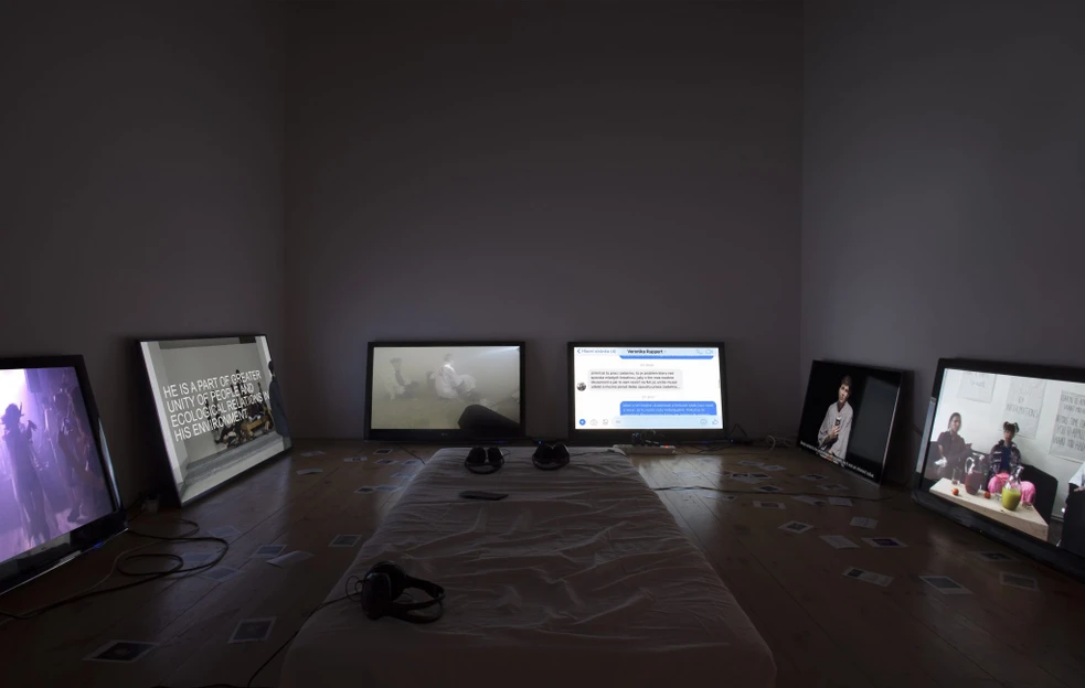 Exhibitin with the TV's.