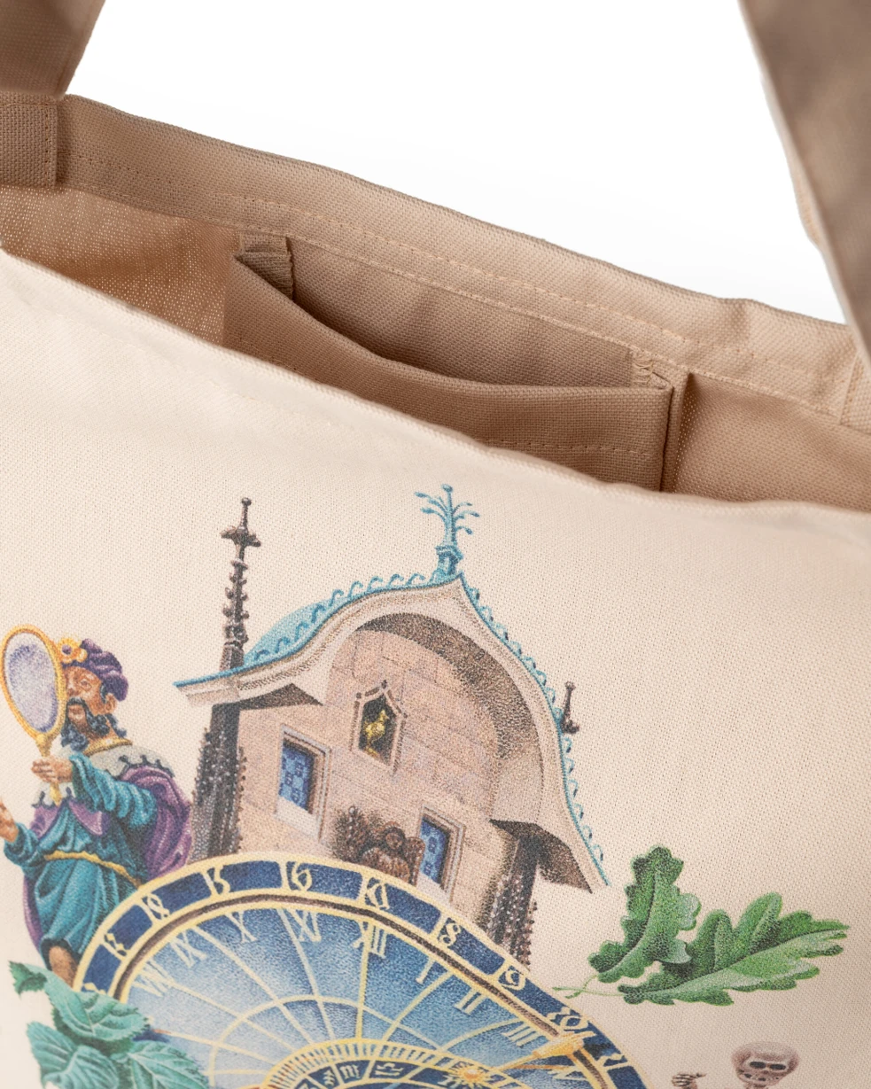 Prague Landmarks Tote Bag — Astronomical Clock, detail