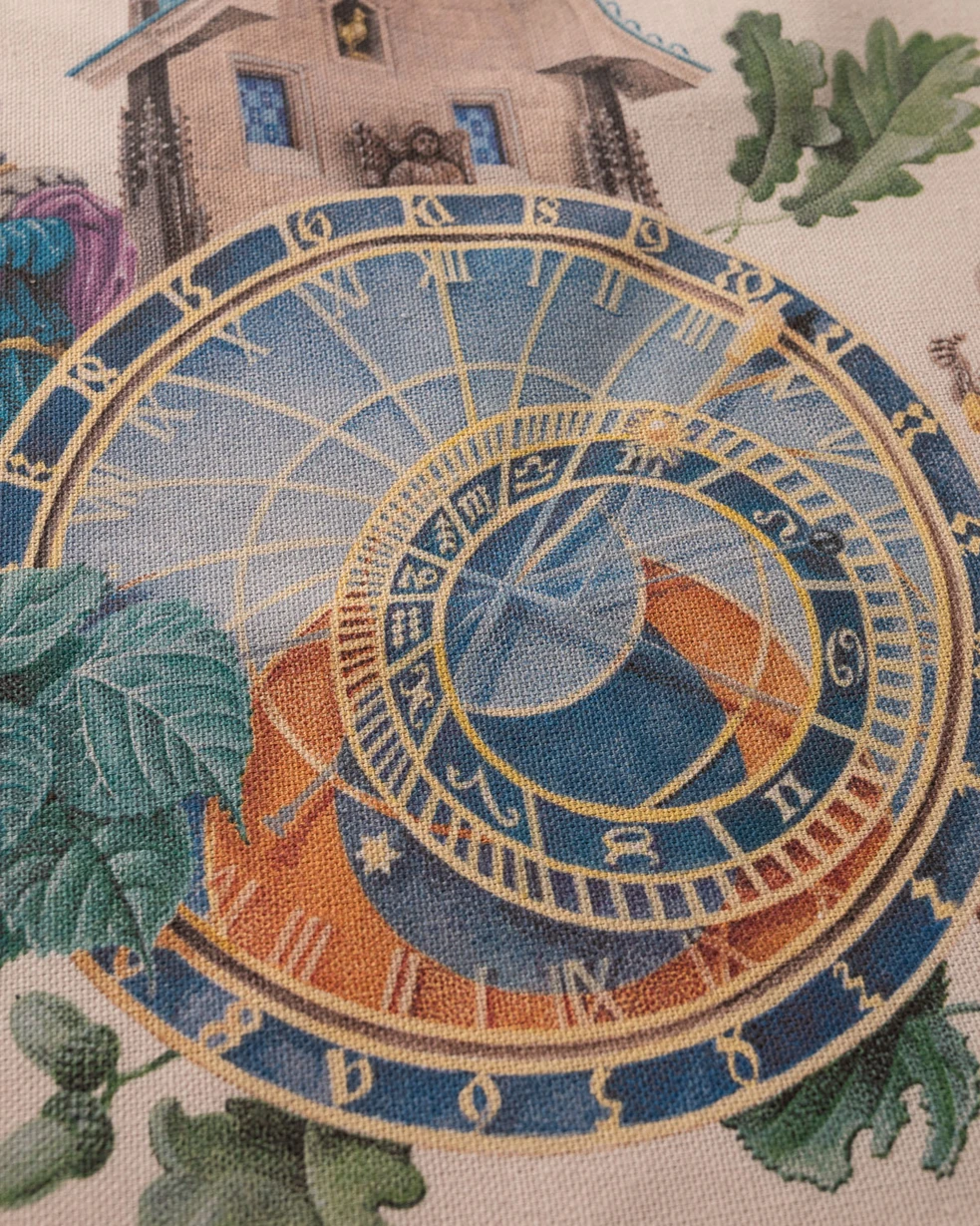 Prague Landmarks Tote Bag — Astronomical Clock, detail