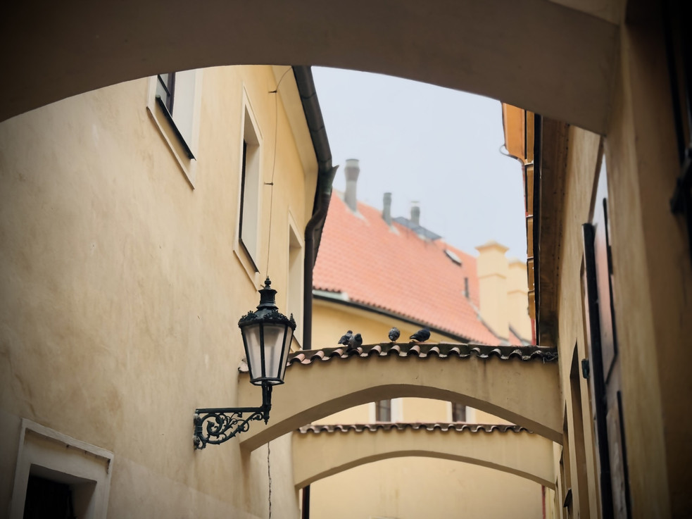 Prampouchy v Průchodní ulici přiléhající ke Konviktu