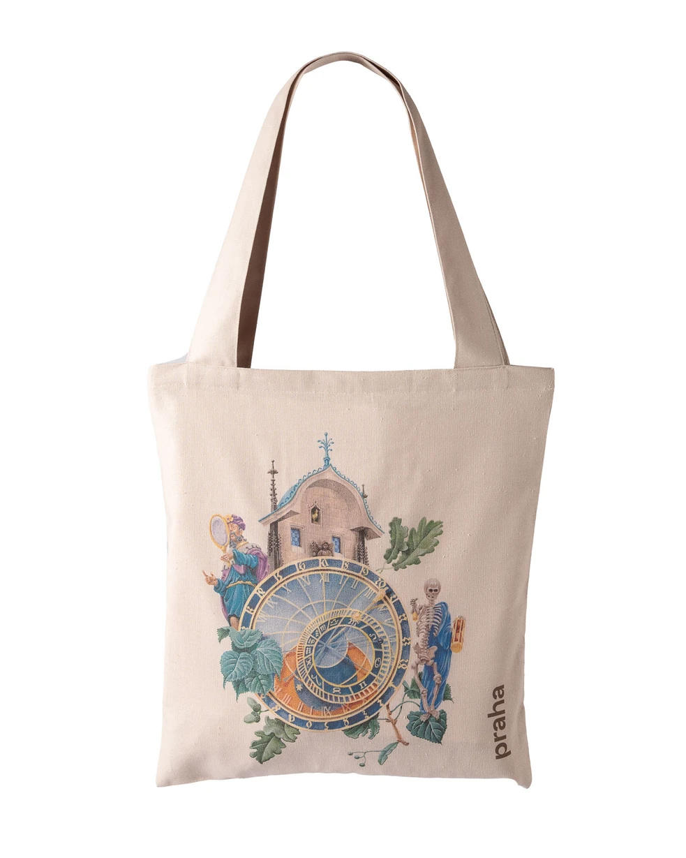 Prague Landmarks Tote Bag — Astronomical Clock, Czech
